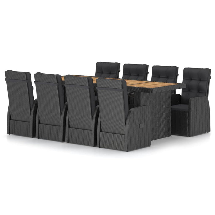 Set mobilier de grădină cu perne, 9 piese, negru, poliratan - WALTI WALTI