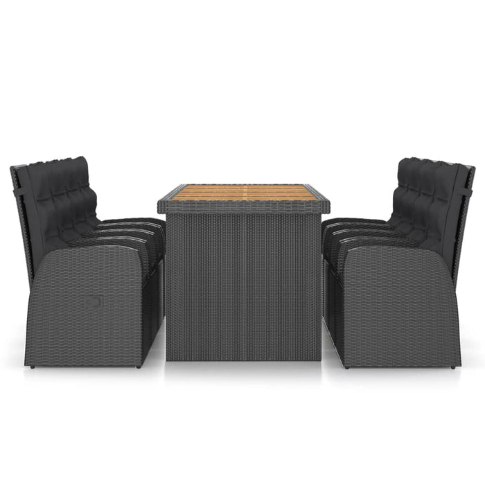 Set mobilier de grădină cu perne, 9 piese, negru, poliratan - WALTI WALTI
