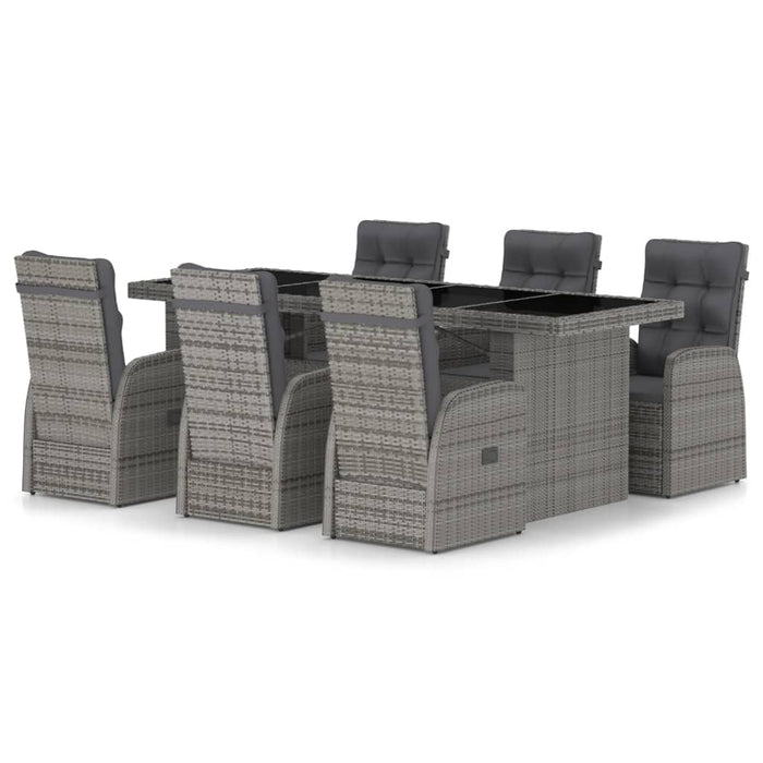 Set mobilier de grădină cu perne, 7 piese, gri, poliratan WALTI