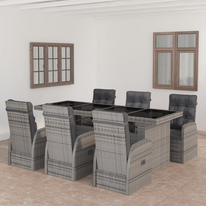 Set mobilier de grădină cu perne, 7 piese, gri, poliratan WALTI