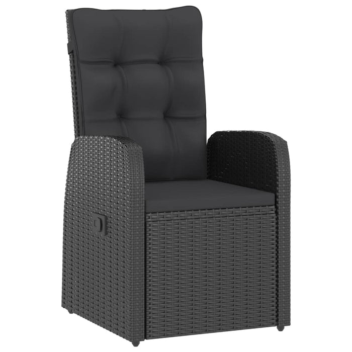 Set mobilier de exterior cu perne, 7 piese, negru, poliratan WALTI