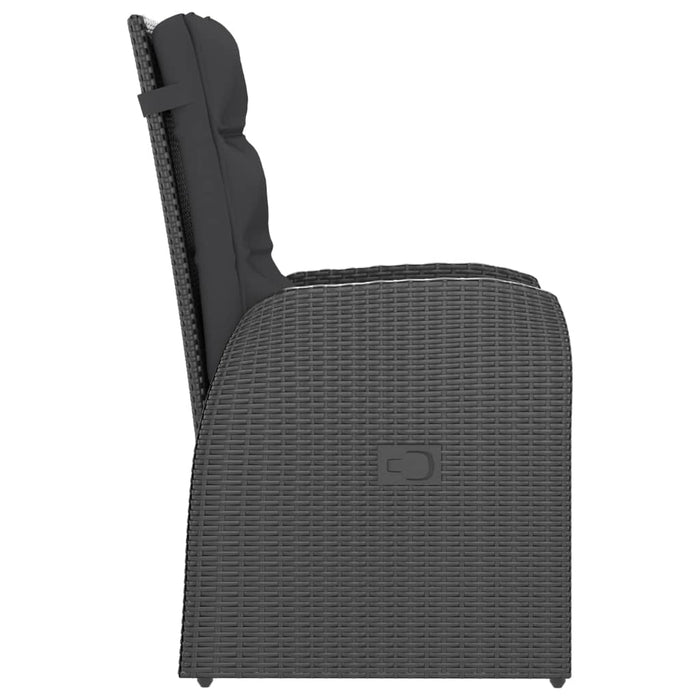 Set mobilier de exterior cu perne, 7 piese, negru, poliratan WALTI
