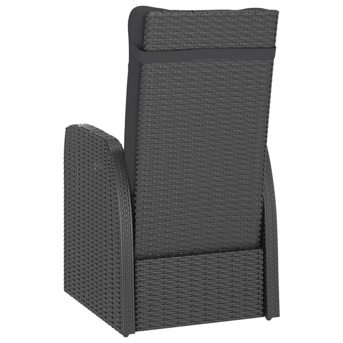 Set mobilier de exterior cu perne, 7 piese, negru, poliratan WALTI