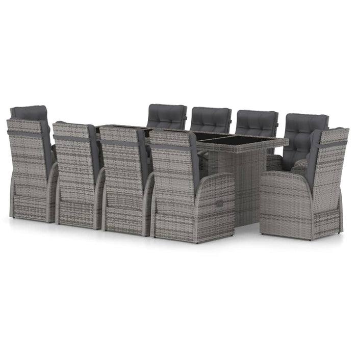 Set mobilier de exterior cu perne, 11 piese, gri, poliratan - WALTI WALTI