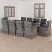 Set mobilier de exterior cu perne, 11 piese, gri, poliratan - WALTI WALTI