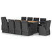 Set mobilier de exterior cu perne, 11 piese, negru, poliratan - WALTI WALTI