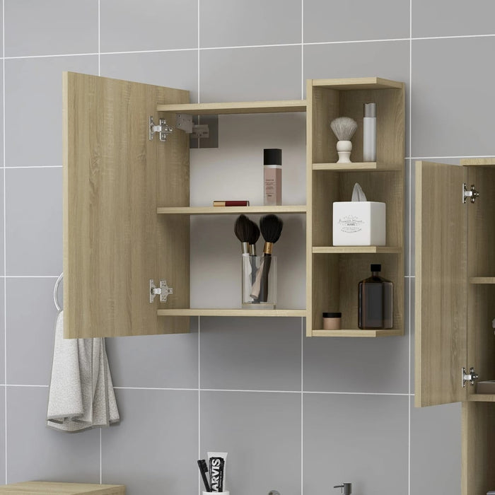 Dulap baie cu oglindă, stejar Sonoma, 62,5x20,5x64 cm WALTI