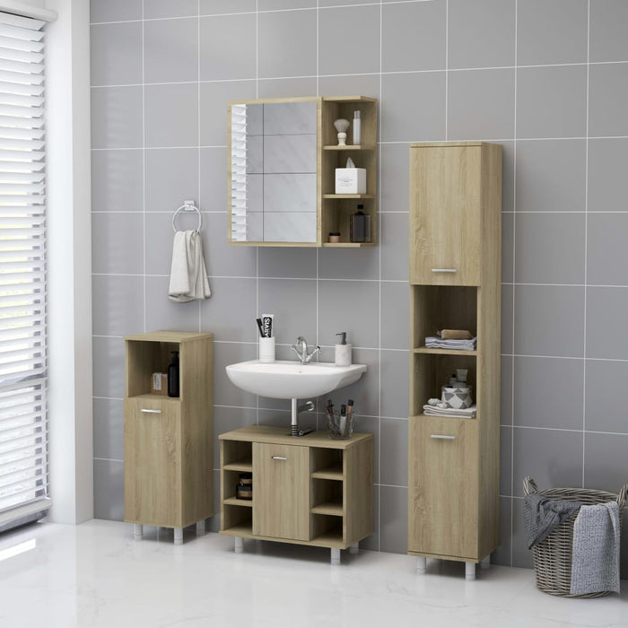 Dulap baie cu oglindă, stejar Sonoma, 62,5x20,5x64 cm WALTI