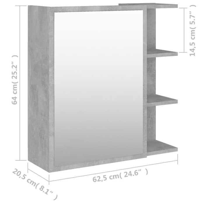 Dulap de baie cu oglindă, gri beton, 62,5 x 20,5 x 64 cm - WALTI WALTI