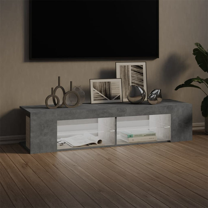 Comodă TV cu lumini LED, gri beton, 135x39x30 cm - WALTI WALTI