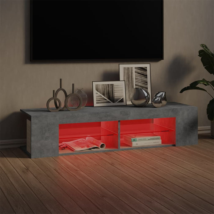 Comodă TV cu lumini LED, gri beton, 135x39x30 cm - WALTI WALTI