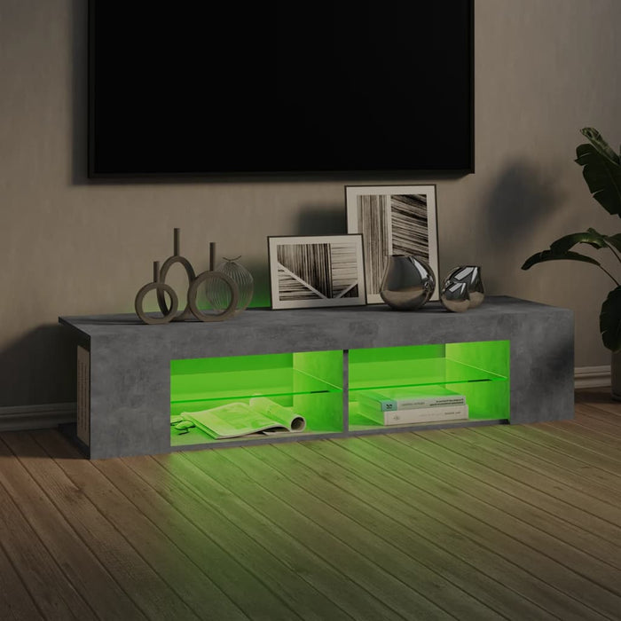 Comodă TV cu lumini LED, gri beton, 135x39x30 cm - WALTI WALTI