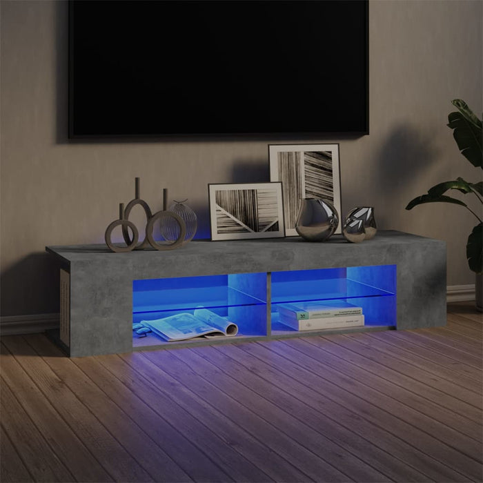 Comodă TV cu lumini LED, gri beton, 135x39x30 cm - WALTI WALTI