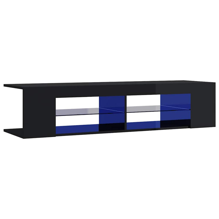 Comodă TV cu lumini LED, negru extralucios, 135x39x30 cm WALTI