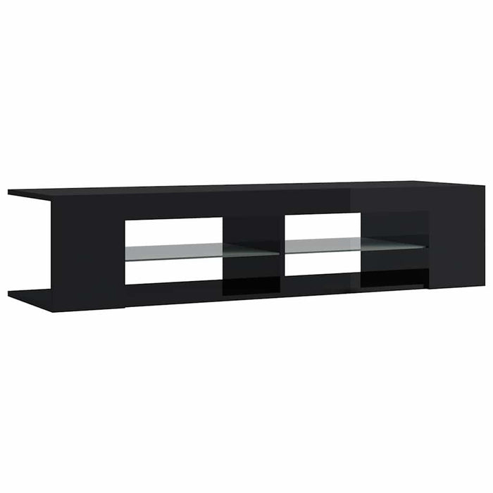 Comodă TV cu lumini LED, negru extralucios, 135x39x30 cm WALTI