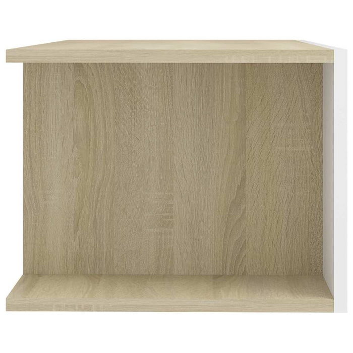 Comodă TV cu lumini LED, alb și stejar Sonoma, 90x39x30 cm WALTI