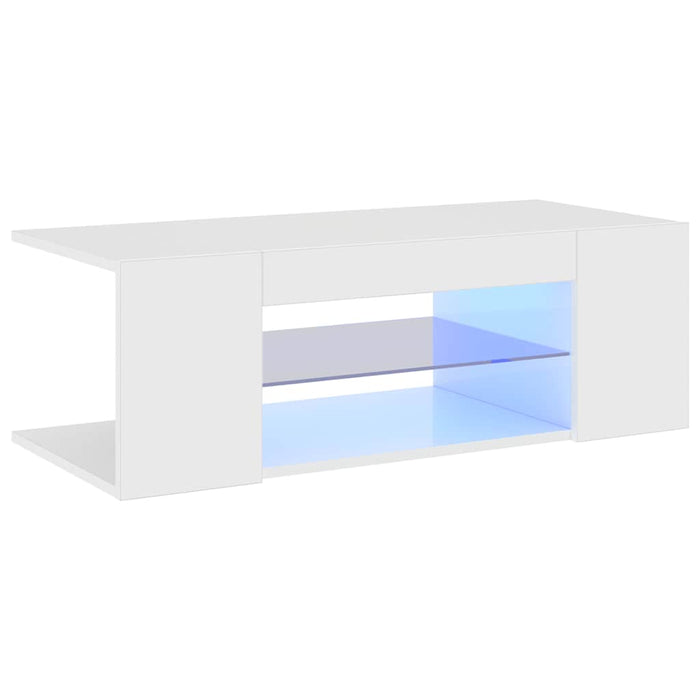 Comodă TV cu lumini LED, alb extralucios, 90x39x30 cm - WALTI WALTI