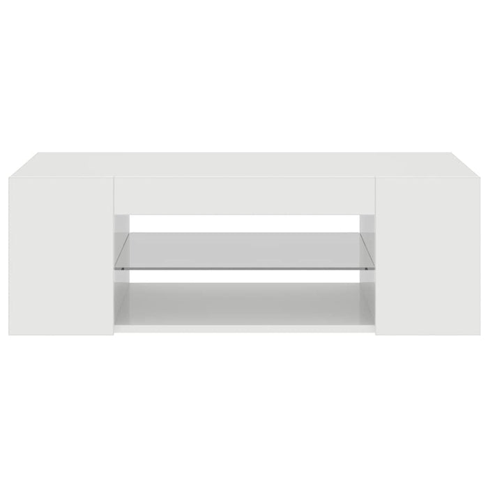 Comodă TV cu lumini LED, alb extralucios, 90x39x30 cm - WALTI WALTI