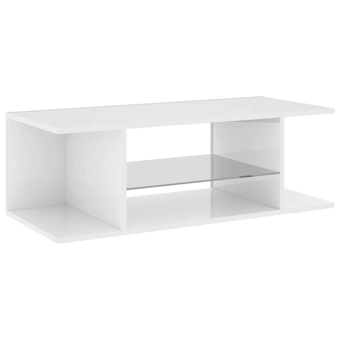 Comodă TV cu lumini LED, alb extralucios, 90x39x30 cm - WALTI WALTI