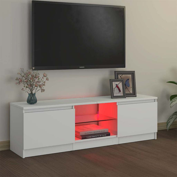 Comodă TV cu lumini LED, alb, 120x30x36 cm WALTI