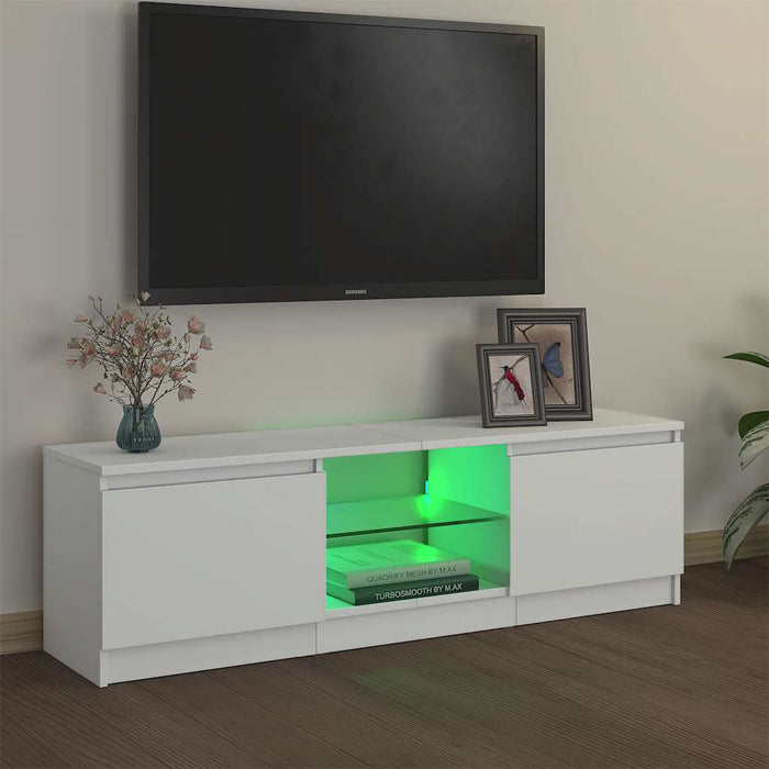 Comodă TV cu lumini LED, alb, 120x30x36 cm WALTI