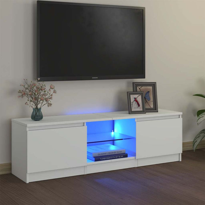 Comodă TV cu lumini LED, alb, 120x30x36 cm WALTI