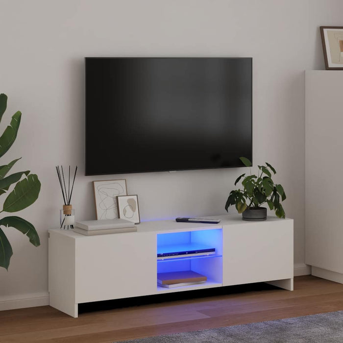 Comodă TV cu lumini LED, alb, 120x30x36 cm WALTI