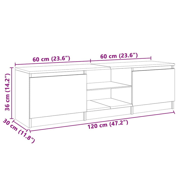 Comodă TV cu lumini LED, gri, 120x30x36 cm WALTI