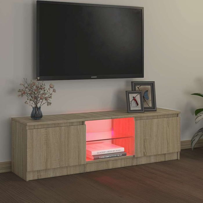 Comodă TV cu lumini LED, stejar sonoma, 120x30x36 cm WALTI
