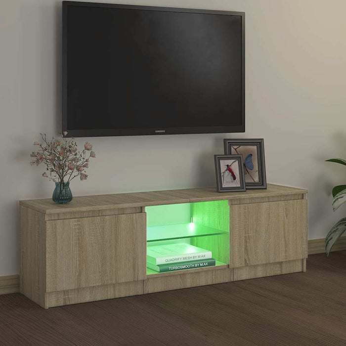 Comodă TV cu lumini LED, stejar sonoma, 120x30x36 cm WALTI