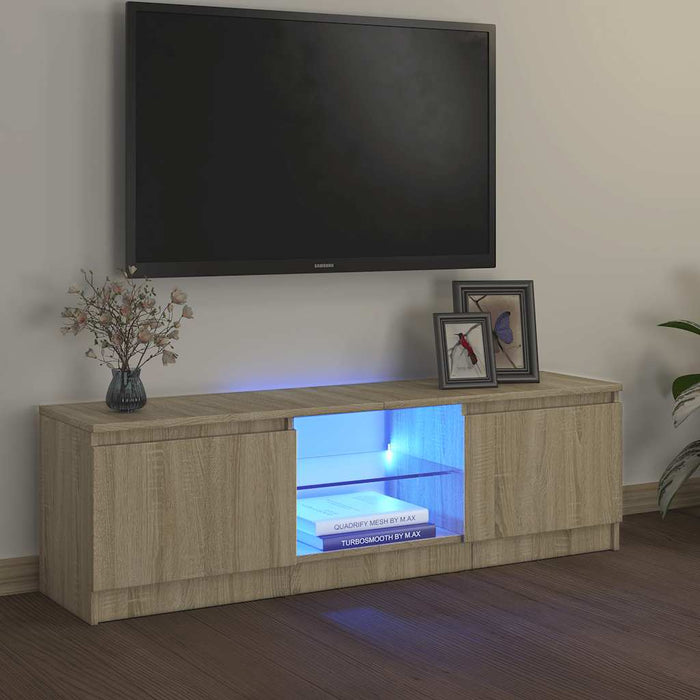 Comodă TV cu lumini LED, stejar sonoma, 120x30x36 cm WALTI