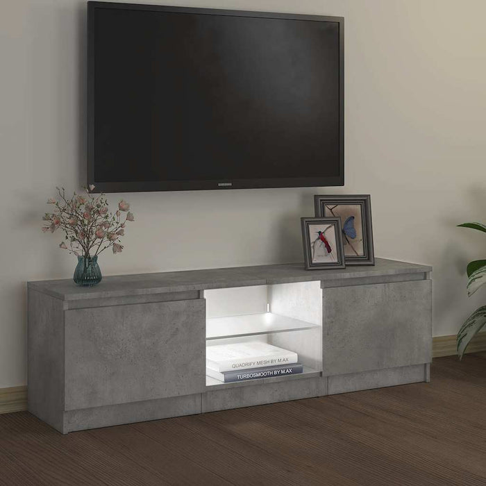 Comodă TV cu lumini LED, gri beton, 120x30x36 cm WALTI
