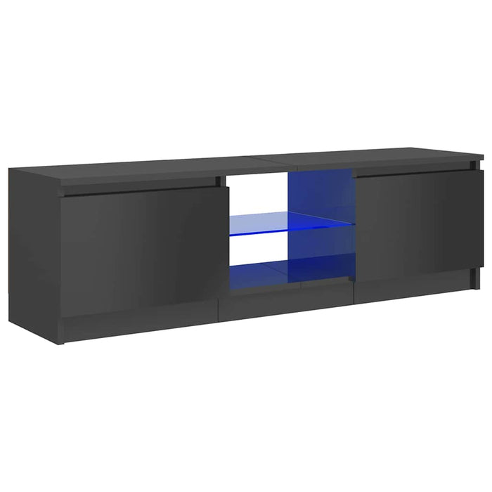 Comodă TV cu lumini LED, gri extralucios, 120x30x36 cm WALTI