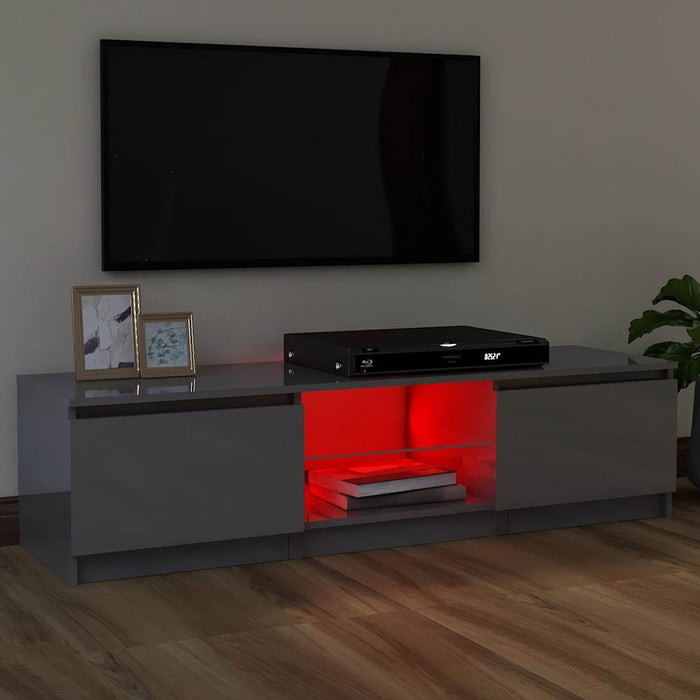 Comodă TV cu lumini LED, gri extralucios, 120x30x36 cm WALTI