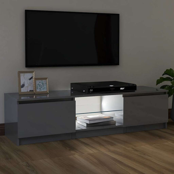 Comodă TV cu lumini LED, gri extralucios, 120x30x36 cm WALTI