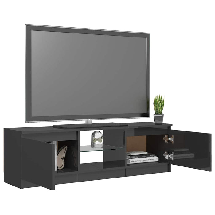 Comodă TV cu lumini LED, gri extralucios, 120x30x36 cm WALTI