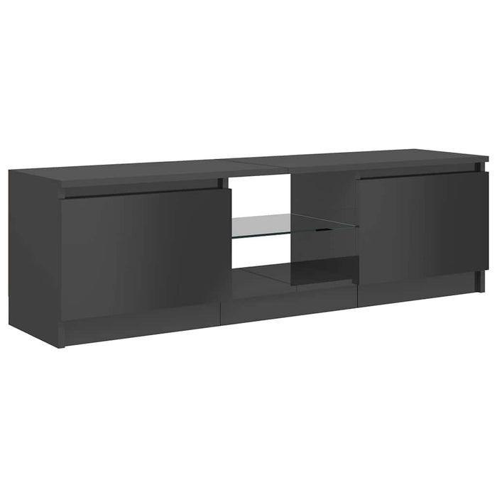 Comodă TV cu lumini LED, gri extralucios, 120x30x36 cm WALTI