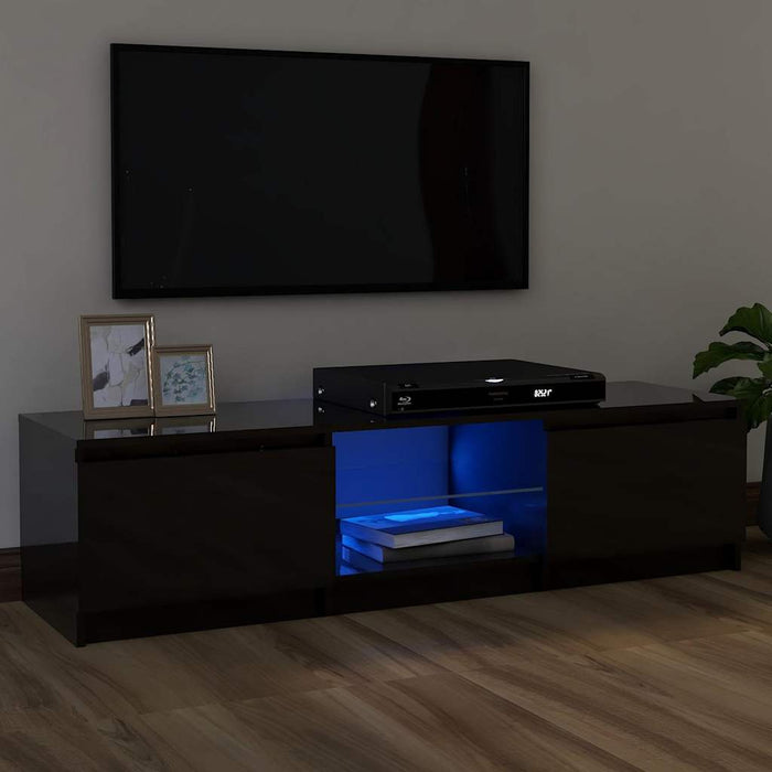 Comodă TV cu lumini LED, gri extralucios, 120x30x36 cm WALTI