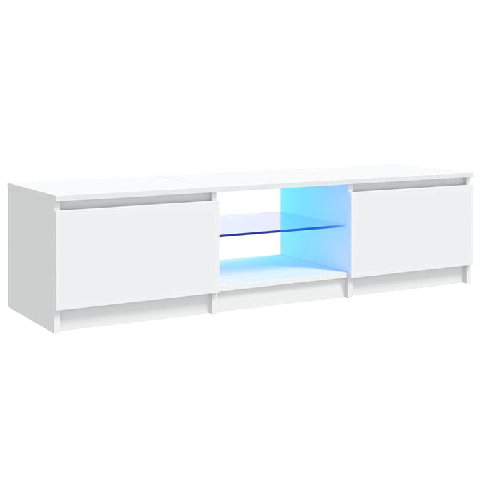 Comodă TV cu lumini LED, alb, 140x40x36 cm WALTI