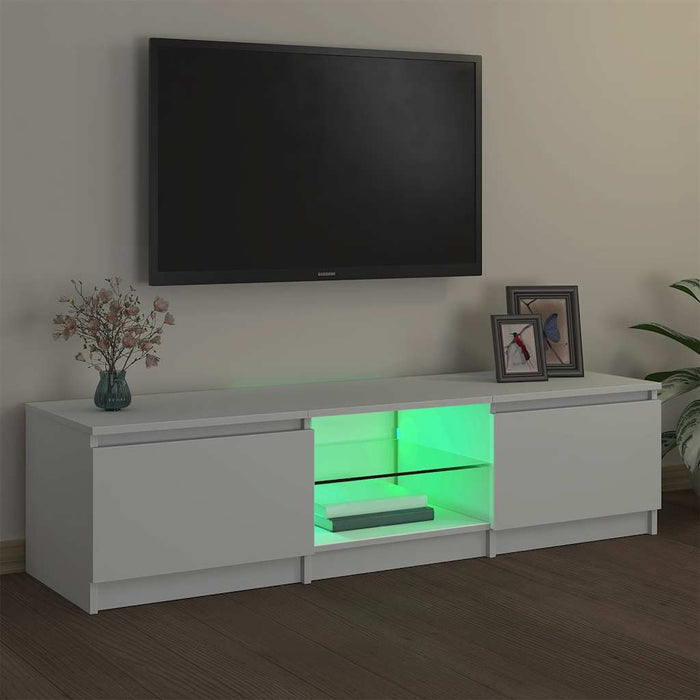 Comodă TV cu lumini LED, alb, 140x40x36 cm WALTI