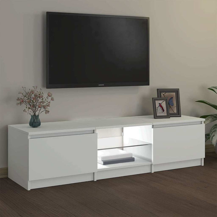 Comodă TV cu lumini LED, alb, 140x40x36 cm WALTI