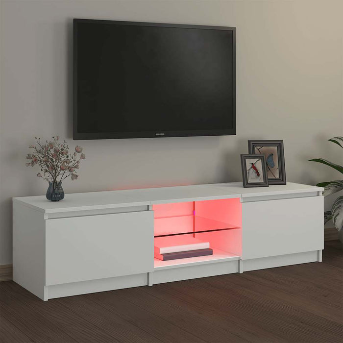 Comodă TV cu lumini LED, alb, 140x40x36 cm WALTI