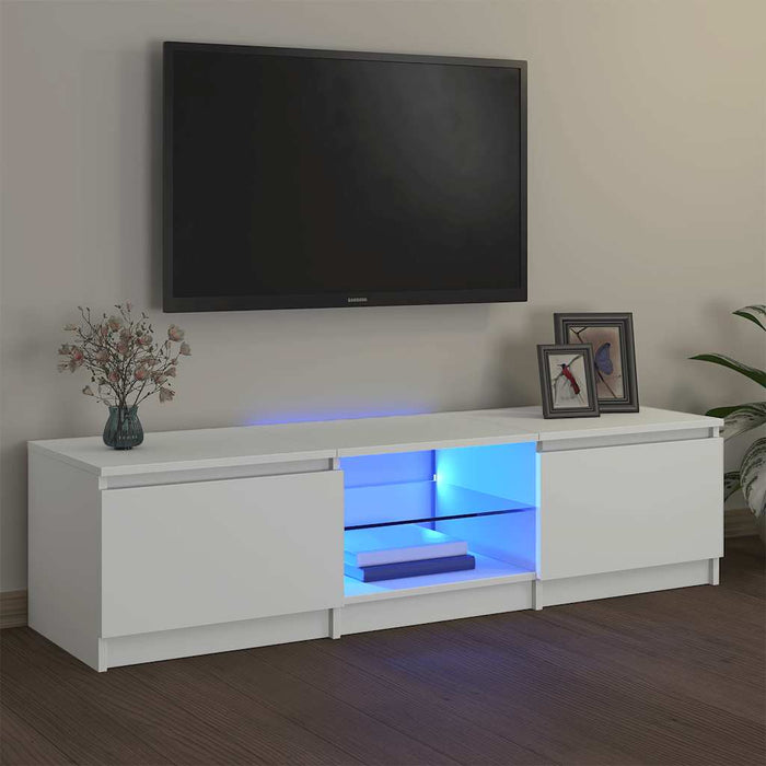 Comodă TV cu lumini LED, alb, 140x40x36 cm WALTI