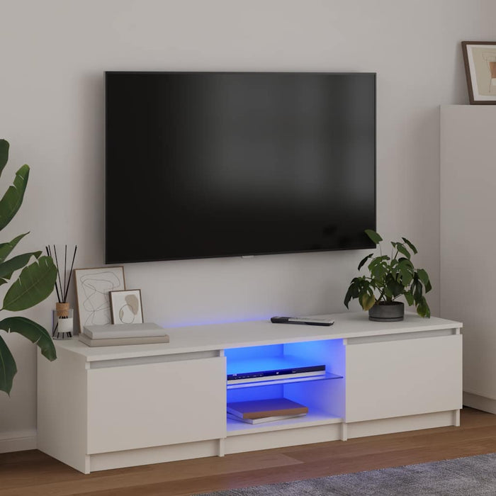 Comodă TV cu lumini LED, alb, 140x40x36 cm WALTI
