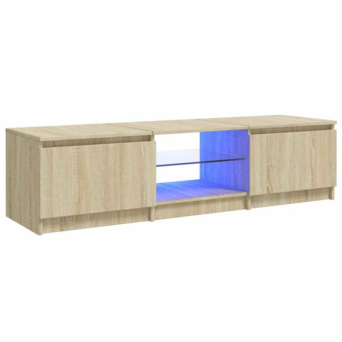 Comodă TV cu lumini LED, stejar sonoma, 140x40x36 cm WALTI