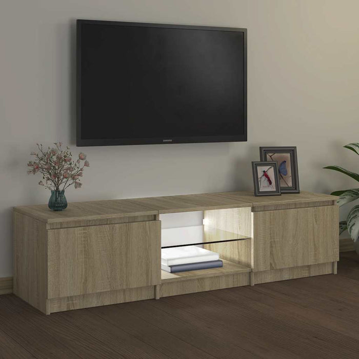 Comodă TV cu lumini LED, stejar sonoma, 140x40x36 cm WALTI