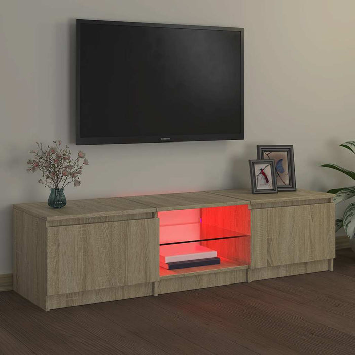 Comodă TV cu lumini LED, stejar sonoma, 140x40x36 cm WALTI