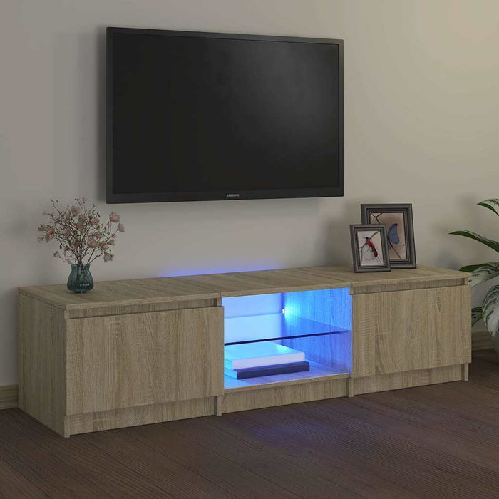 Comodă TV cu lumini LED, stejar sonoma, 140x40x36 cm WALTI