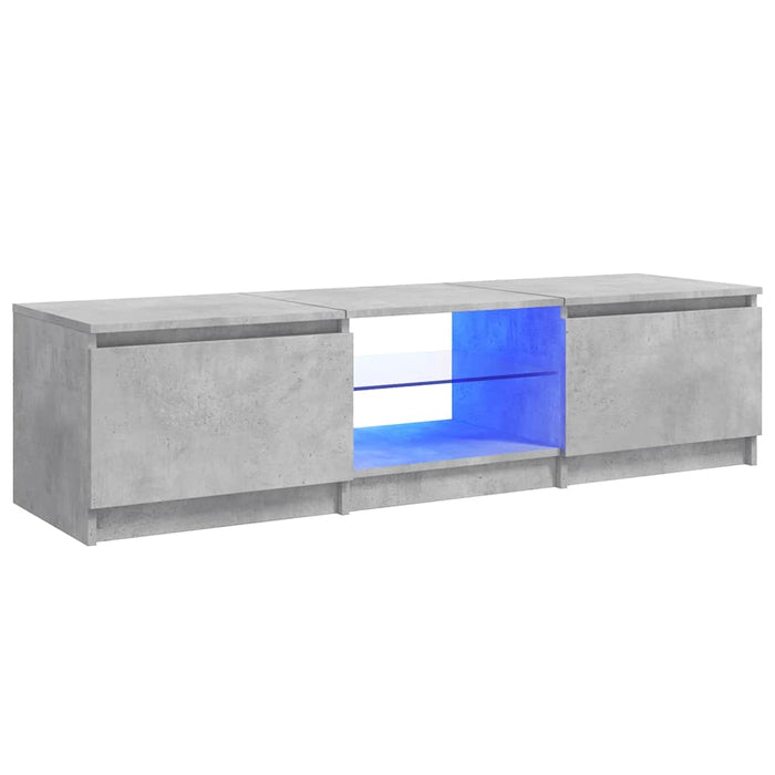 Comodă TV cu lumini LED, gri beton, 140x40x36 cm WALTI