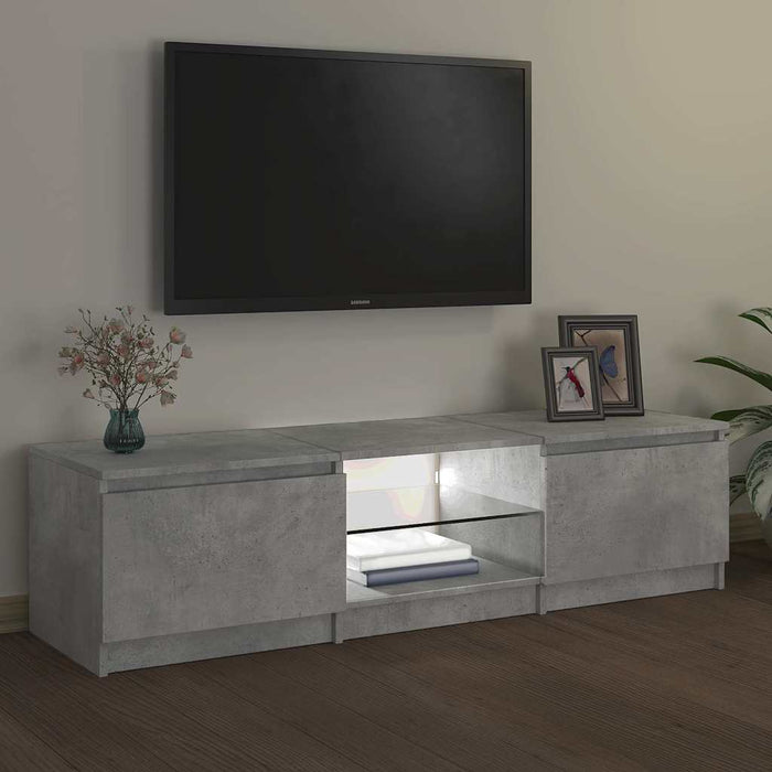 Comodă TV cu lumini LED, gri beton, 140x40x36 cm WALTI